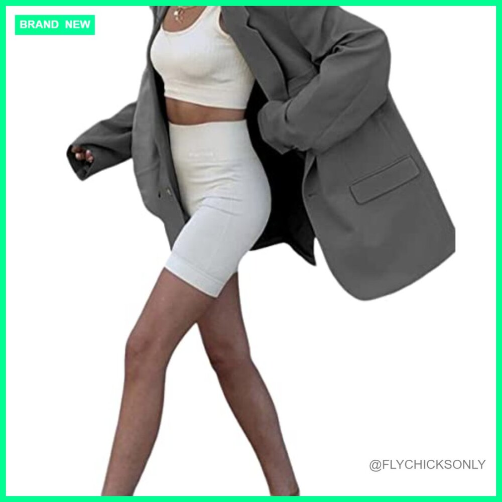 Polyester Viscose Elastane Lapel Blazer Open Fron… - image 3